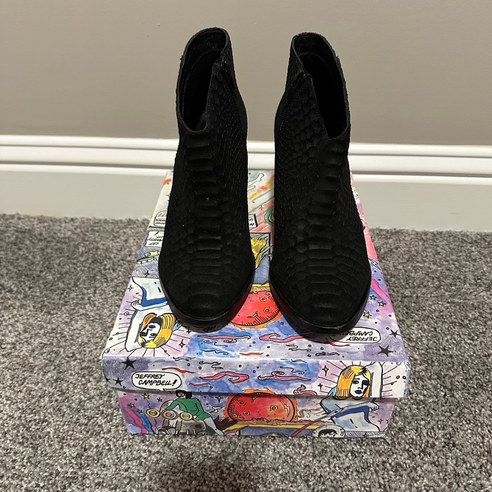 Jeffrey Campbell Black Textured Ankle Boots
